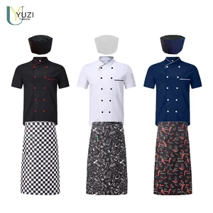 High-End Summer Polyester Cotton French Chef Uniform Short Sleeve Jacket for Men Women for Kitchen Use Baking Cake Decorating