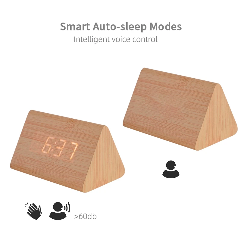 Discount Offer Time Date Temperature Splash Proof Wooden Wood Clock New LED Desk Alarm