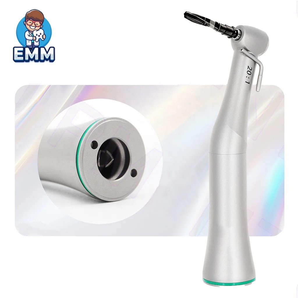 Dentale Implantum Manubrium, Manubrium Velocitatis Ingravis 20:1 cum LED et E-generatore, Anguli Contra, Pulsatili Botone, ex Accipitro Ferro, Chirurgica Reductio