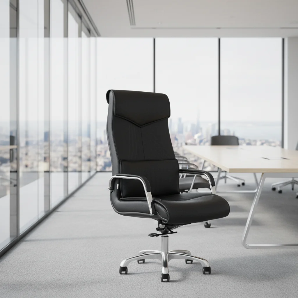 Modern Leather Lumbar Support Ergonomic Adjustable Height Executive Task Chair 6
