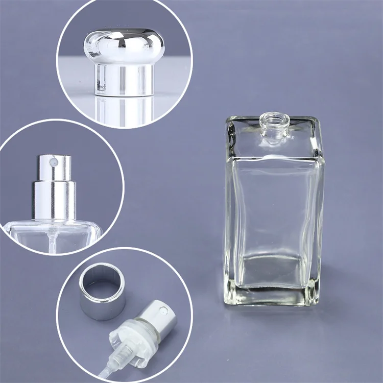 Luxury Gold Empty Rectangular Glass Perfume Spray  Bottle 30ml 50ml 100ml