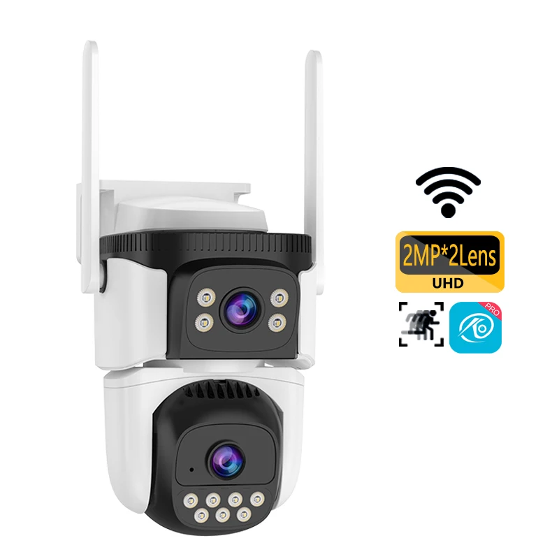 O-Kam Pro Outdoor CCTV Security Dual-Lens Camera Full Color Night Vision  Wireless WiFi Network Built-in Siren SD Card IP Camera