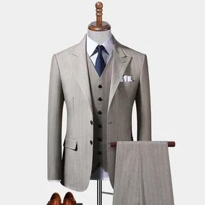 3 Piece Men'S Suits Fashion  Slim Business Office Men Wedding Suit Sets Blazer+ Pants + Vest Men'S Top