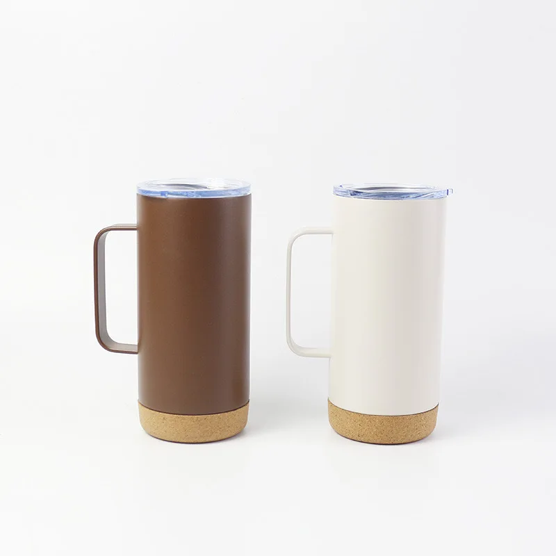 Wholesale 301-400ml Fashionable Matte Plastic Lid Cork Bottom Mug Travel  Coffee Cup Ceramic Mug with Cork Base