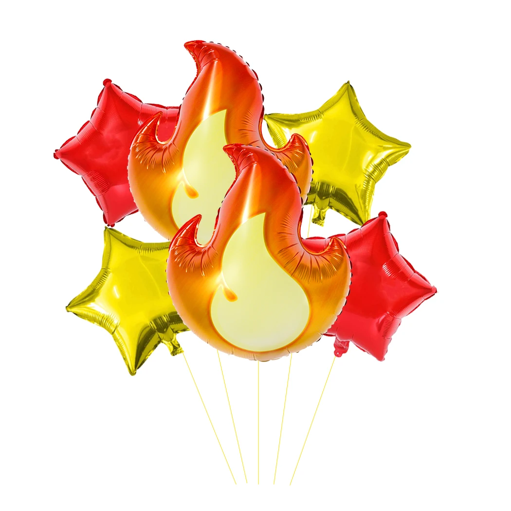 Prasacco 6er-Set Dekorations-Ballons – 32 Zoll, Alufolie, Flammen-Design Für Feuerwehr-Party