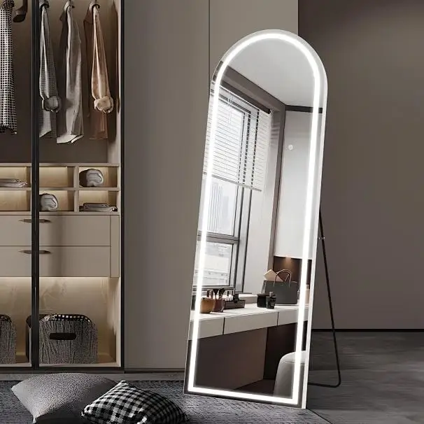 Atacado – Espelho de Corpo Inteiro com Iluminação LED Multifuncional, Espelho Inteligente com LED para Quarto, Espelho de Luxo de Corpo Inteiro no Chão