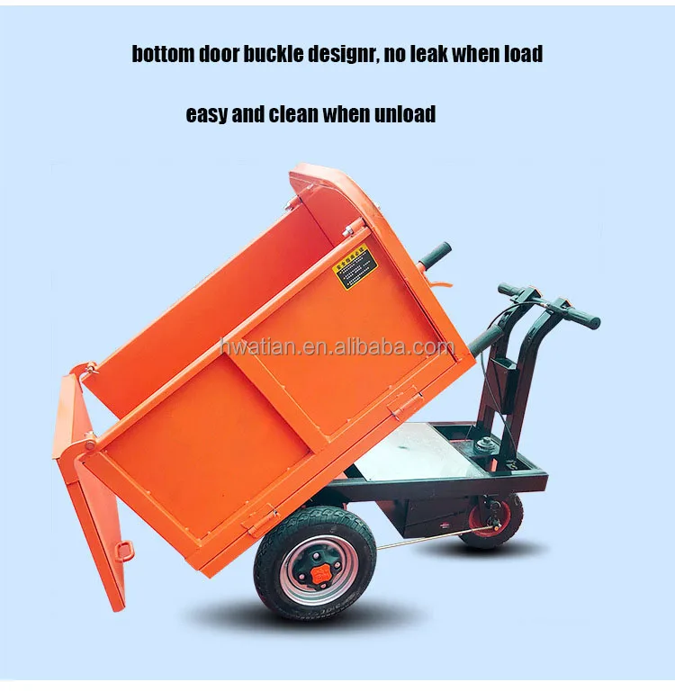 Easy Use Self-unloading Tricycle Cargo Cart Trolley Electric Wheelbarrow Dumper, Electric Mini Dumper