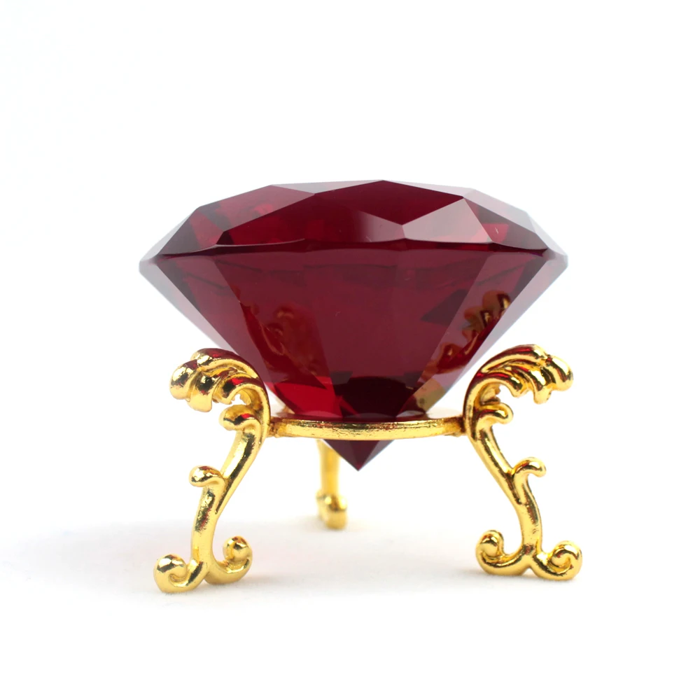 Wholesale 60MM Machine Cut Crystal Diamond Glass Fake Diamond Gemstone With Stand for Party Home Decoration