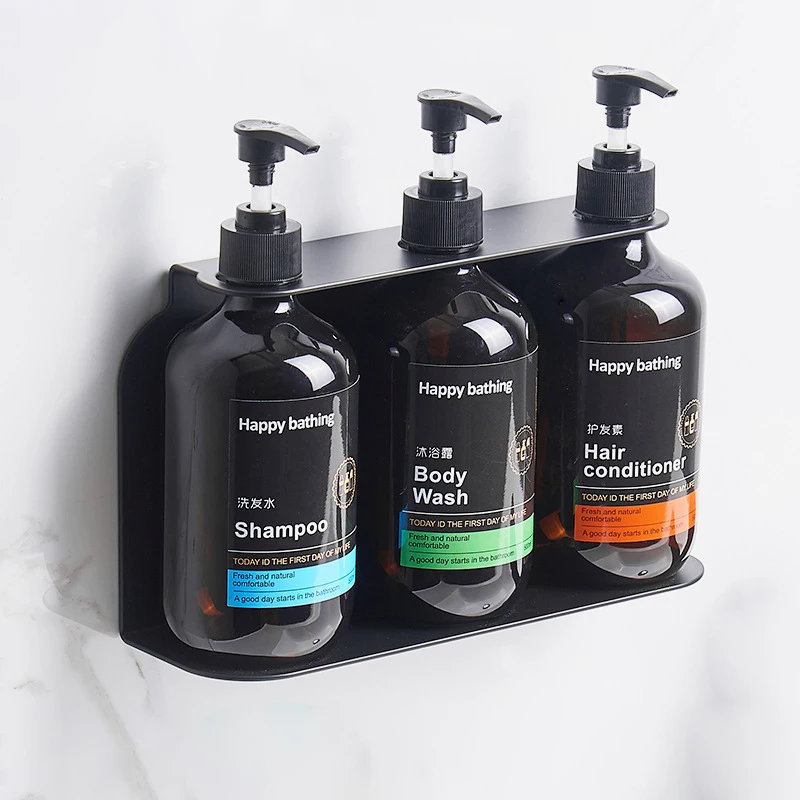 Double Soap Dispenser Bracket Matte Black Hotel Liquid Soap Dispenser Wall Holder Bracket