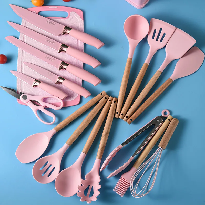 19-Piece Heat-Resistant Silicone Kitchen Knife Combi Cooking Utensils Set -  China Utensil Set and Cooking Utensils price