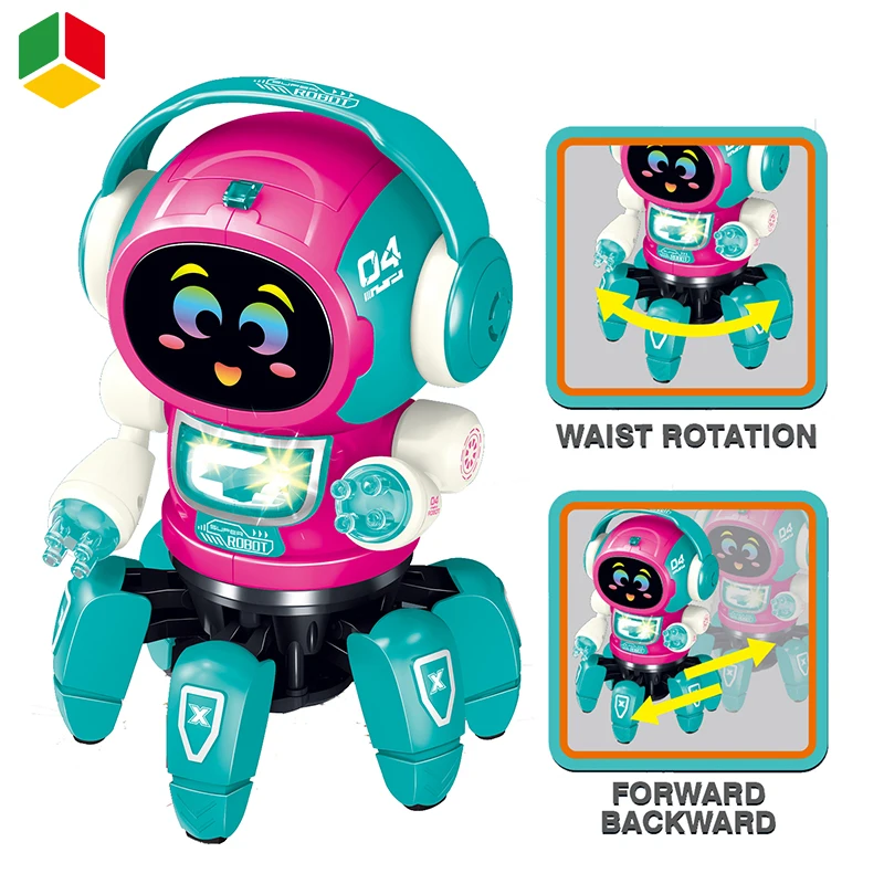 QS 2023 New Design Remote Control Mini Robot Toys Educational Electric Infrared Rotate Dancing Earphone Robot Toys for Kids