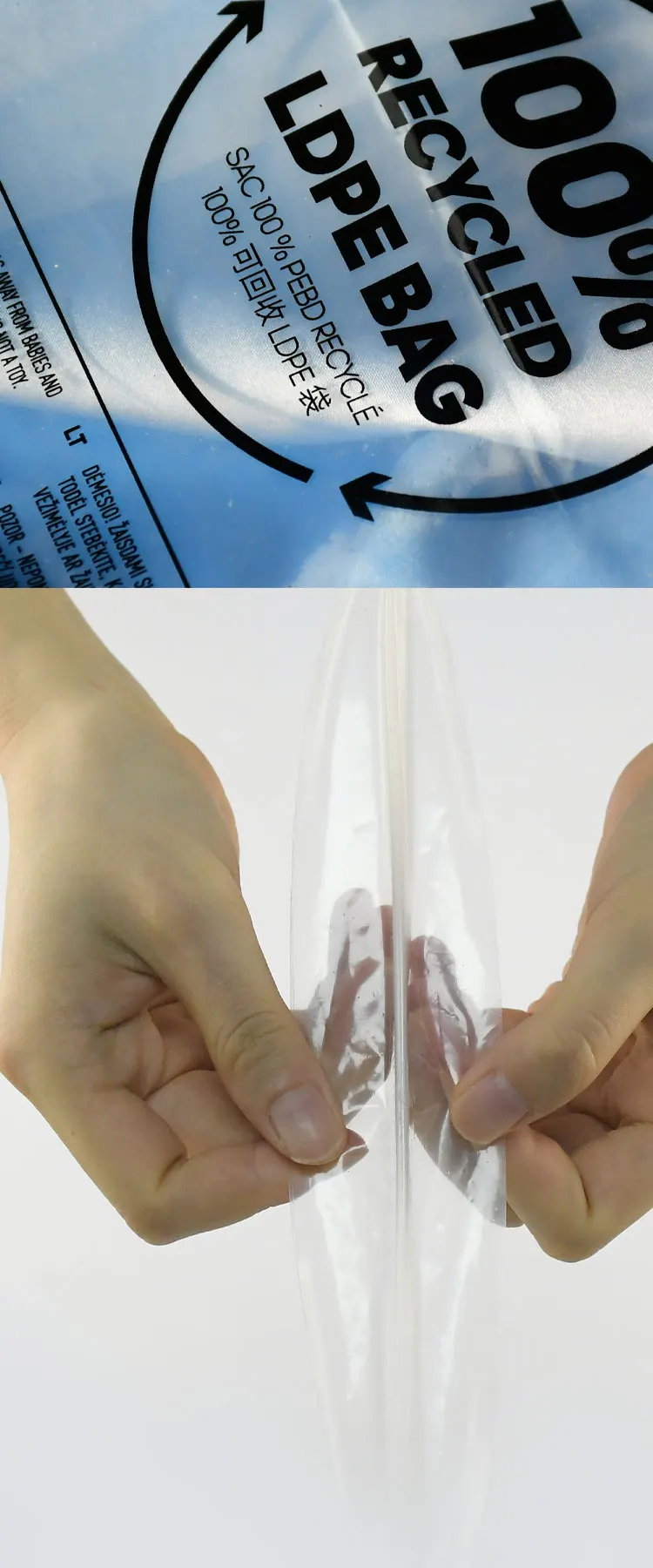Custom 100% Recycled Ldpe Polybags Grs Pcr Suffocation Warning ...