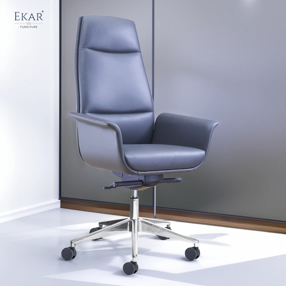 Italian Imported Top-Grain Leather Executive Office Chair - Premium Ergonomic Design factory