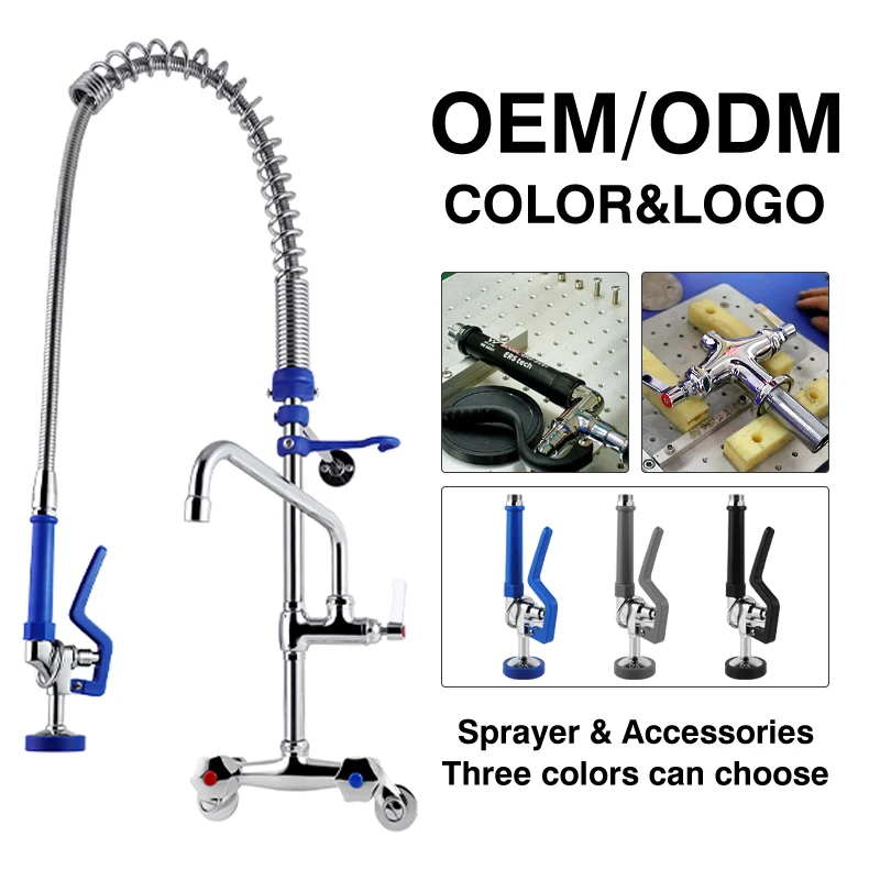 Dual Handle Kitchen Faucet with Short Type Spring Action Deck Mounted EasyInstall Ceramic Valve Core Adjustable Height 2 Holes supplier