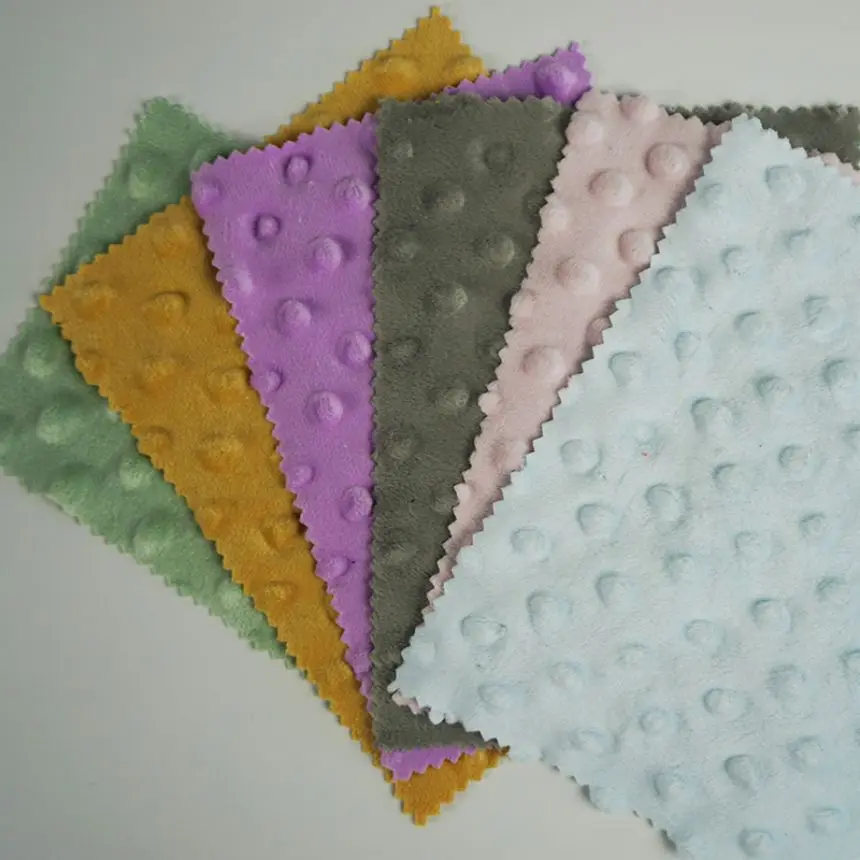 Wholesale Custom Color Design Super Soft Polyester Soft Velboa Fabric Dot Minky Fabric for Blanket