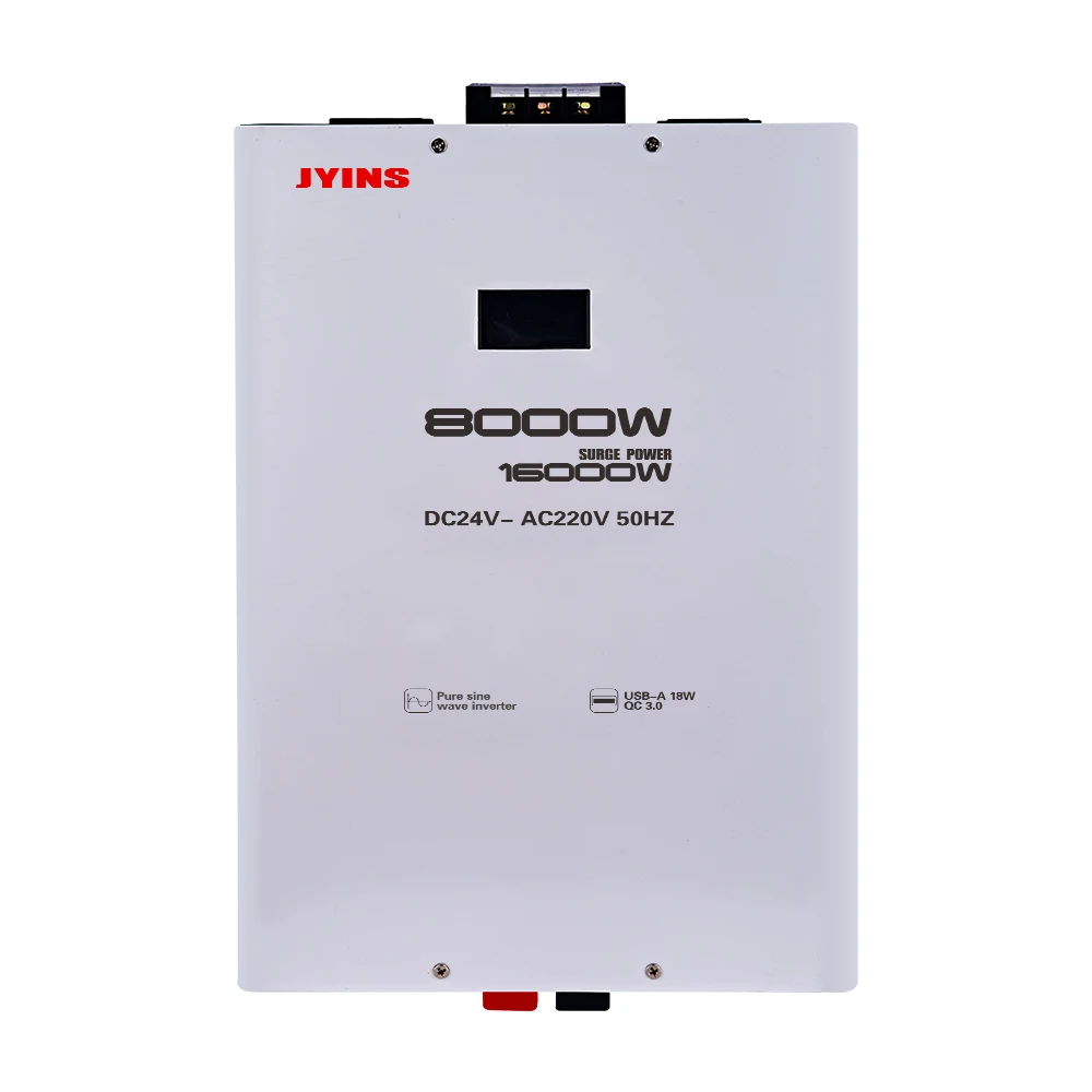8000W fristående solväxelriktare med USB, likström 24V till växelström 220V, 8 kW LED, ren sinuskurva, 8000 watt växelriktare
