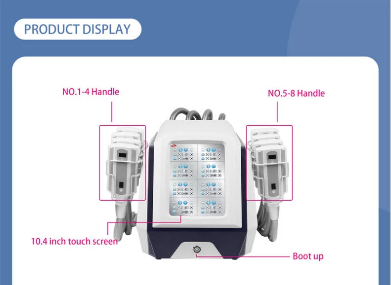 8 Pads Cryo Lipolysis Cryotherapy Fat Freezing Body Sculpting Machine 17 Discover the professional 8 Pads Cryo Lipolysis Cryotherapy Machine for non-invasive fat freezing, body sculpting, slimming, and advanced cryotherapy contouring treatments for salons and med spas. 8 Pads Cryo Lipolysis Cryotherapy Fat Freezing Body Sculpting Machine