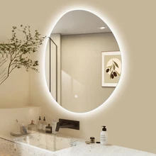 Irregular Shape LED Lighted Smart Mirror Bathroom Vanity Wall Mounted Frameless Oval Shaped Backlit Lighted Mirror