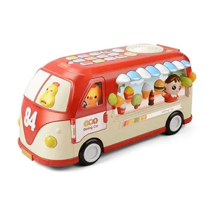 ITTL Electric Story Bus Car Music and Light Plastic Learning Bus Toys for Kids