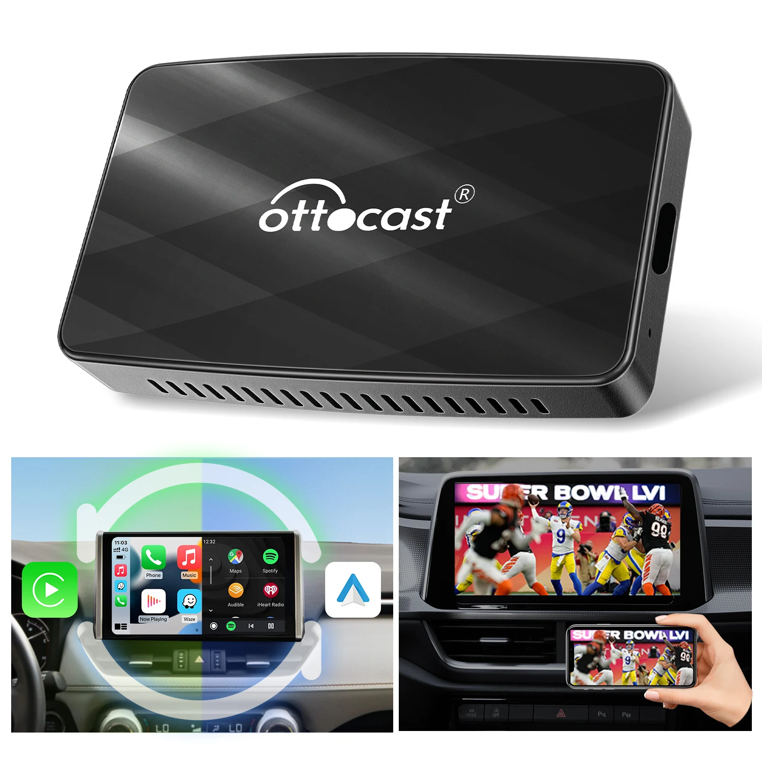 Ottocast MX Mirror Link Smart Multimedia Box Wireless Carplay Box Android Auto Adapter for Car