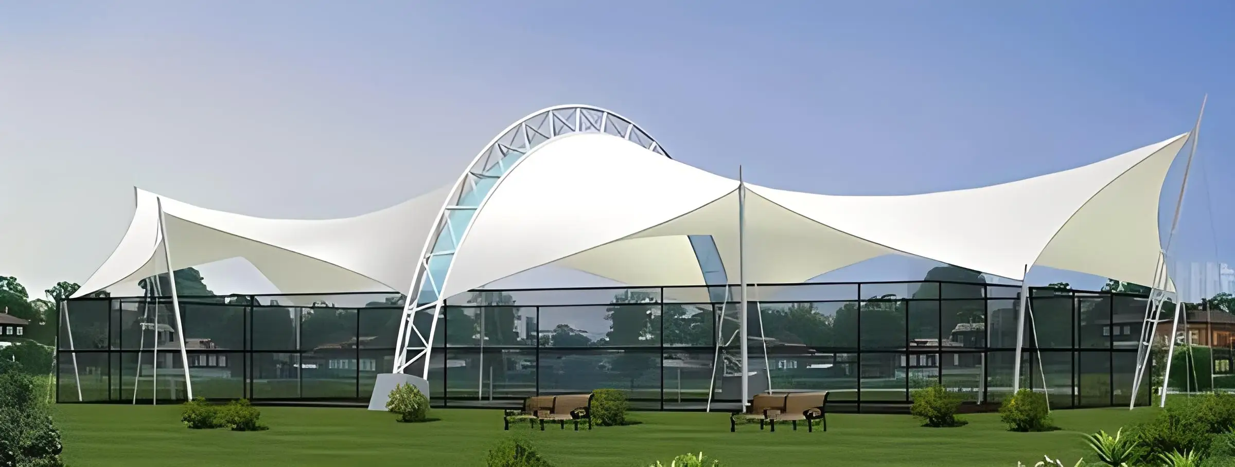 High Quality Pvdf Tension Architecture Membrane Structure Shade Roof ...