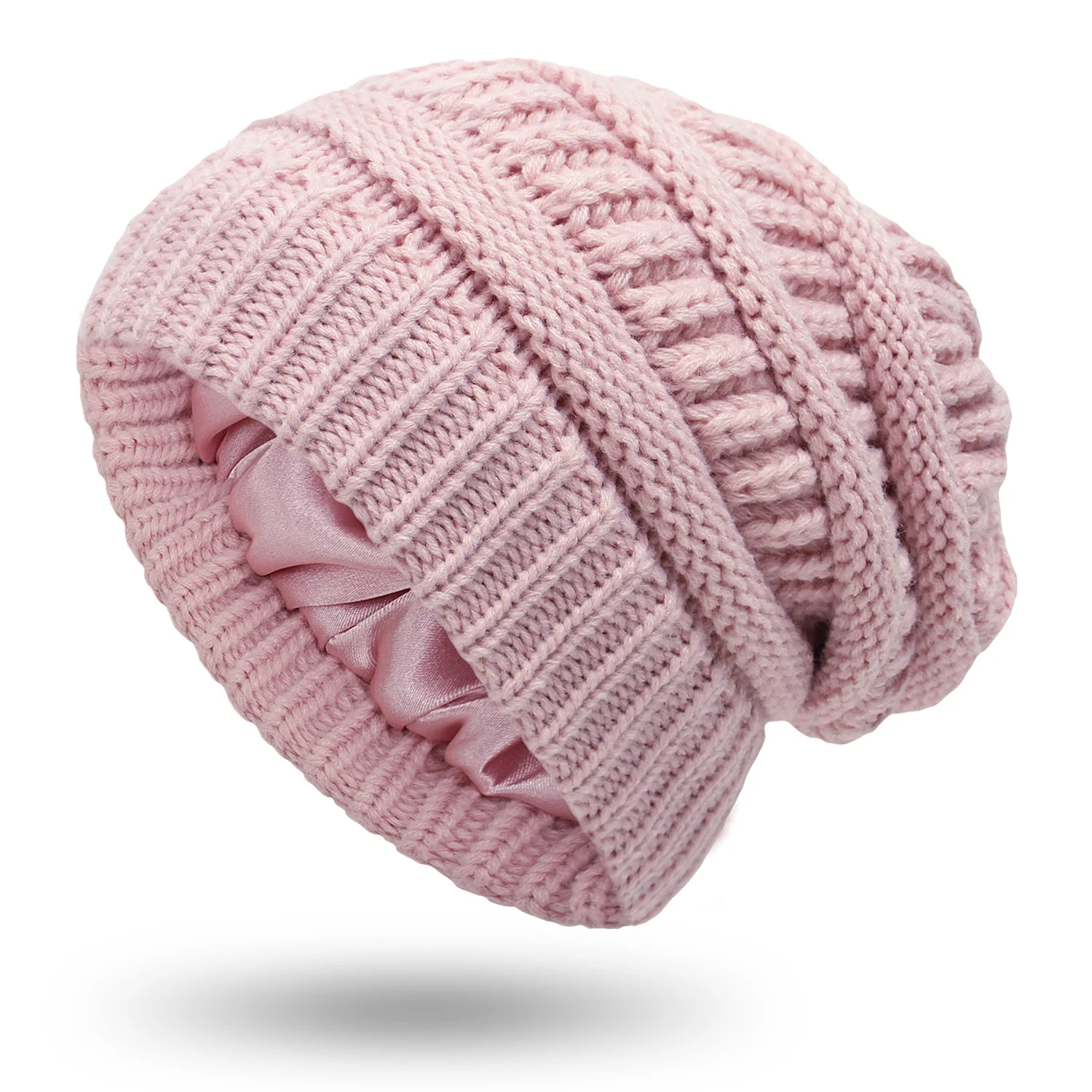 Womens Satin Lined Beanie Hat Slouchy Beanie Hats Skull Cap 