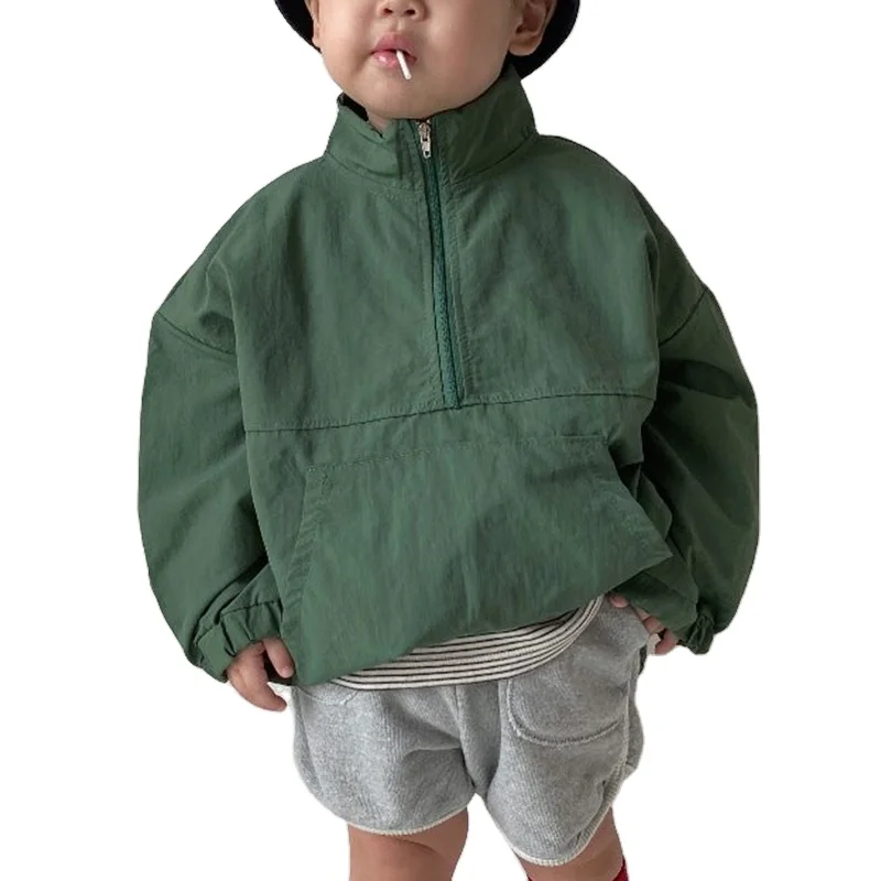 JKFS детская куртка для мальчиков и девочек унисекс Весенняя детская ветровка на молнии дизайн кенгуру с карманами ветрозащитное пальто унисекс для детей