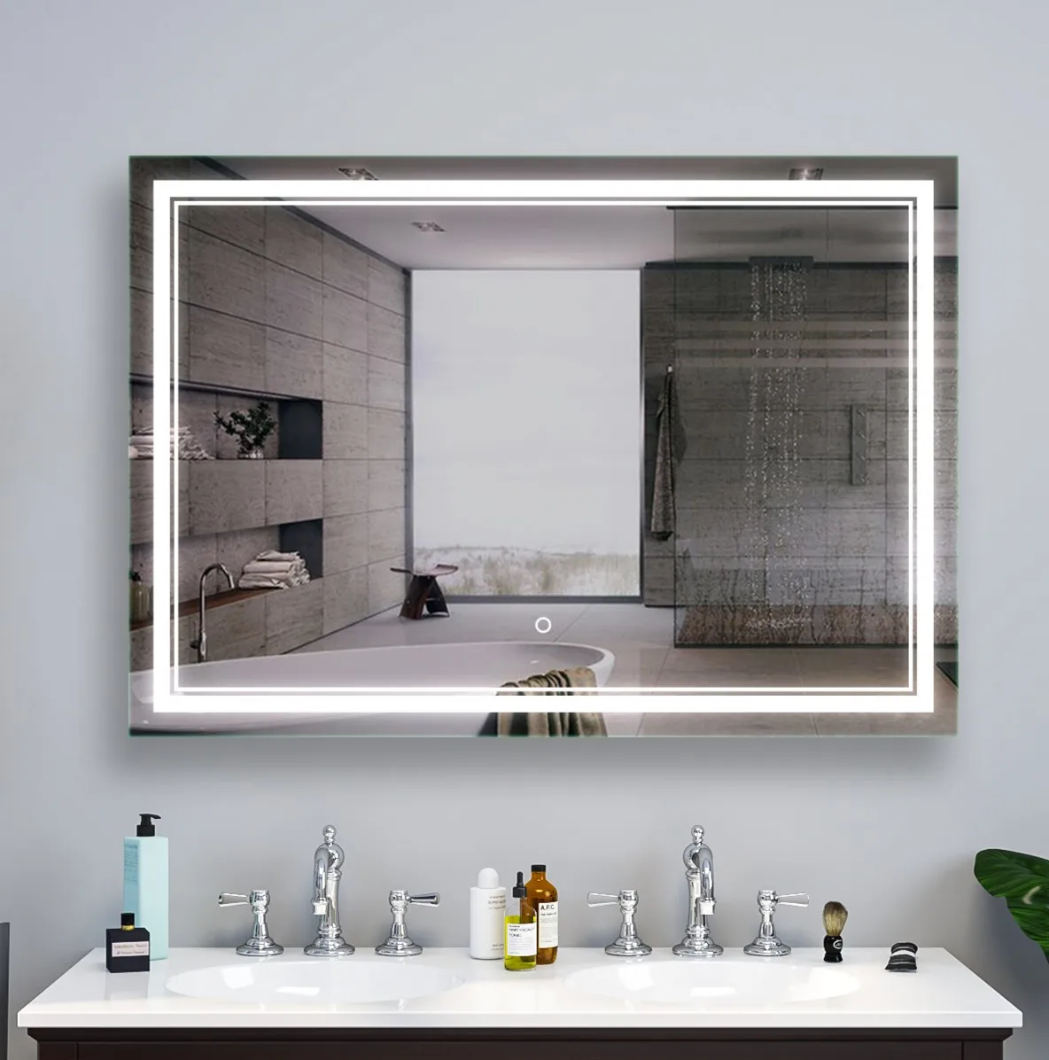 Wholesales Smart Mirror Espelho Touch Screen Bathroom Mirror Hotel Big Full Size LED Mirror with Light for Living Room