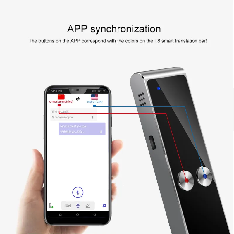 Intelligent Speech Translator Support 68 Languages Voice Translator Portable T8 Real Time Simultaneous Translation Equipment