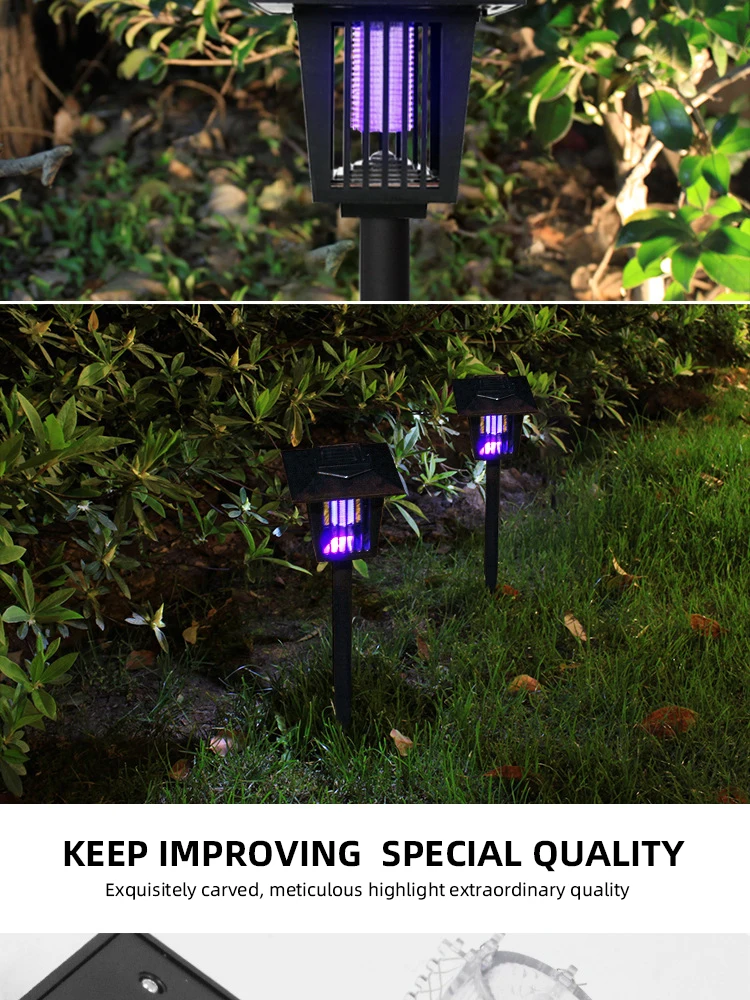 Solar Bug Zapper Outdoor garden Mosquito Fly Killer Solar LED Pathway Lights Ground Landscape Lighting for camping supplier