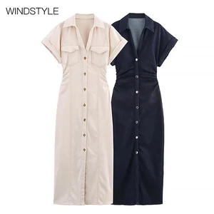 Women's Casual Linen Knee-Length Waist Dress Elegant Breathable Floor-Length for Spring Summer Autumn Seasons ODM Supply