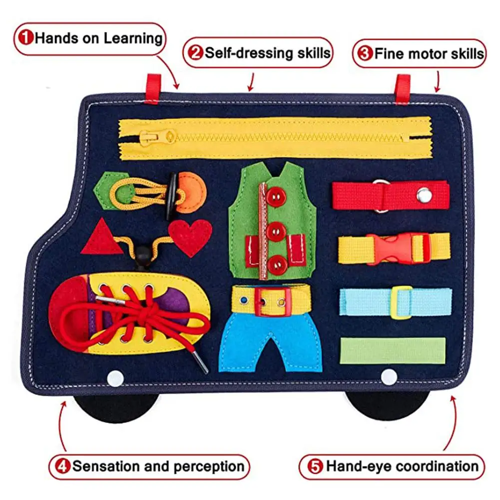 Montessori Toddler Busy Board Educational Activity For Basic Dress Motor Skills Baby Learning Toys For Travel – Buy The Best Products In The Online Store - Foto 4
