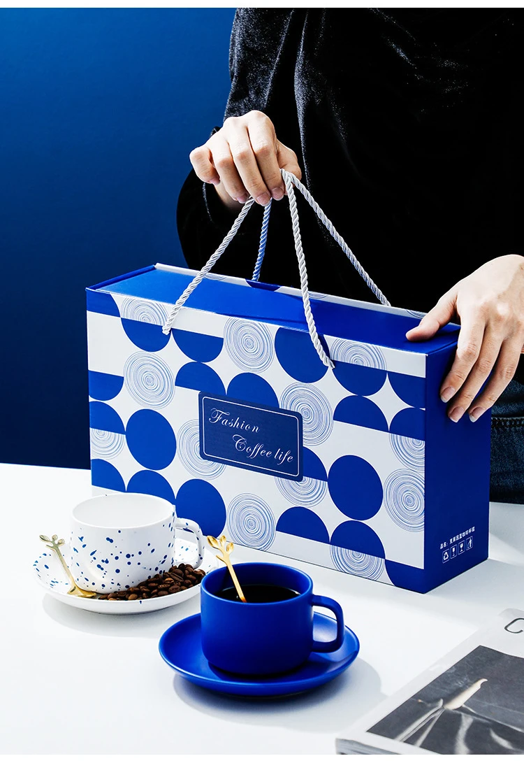 Wholesale Tea Gift Set Blue Tea Cup Set Of 2 Coffee Cup And Saucer