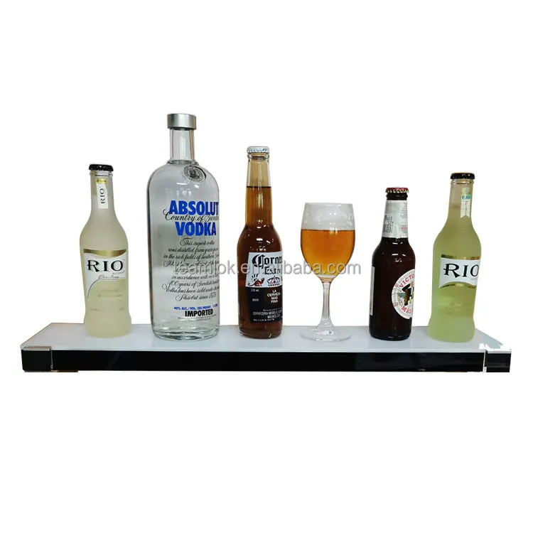 LED bar bottle display shelf 18" 24" 36" 48" wall mounted led acrylic floating wall shelf