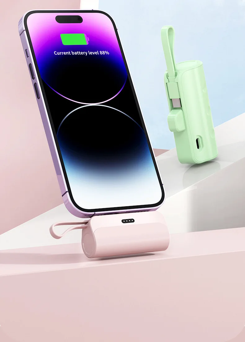 NINER9 10000mAh Fast Charging Mini Portable Power Bank with Type C & Apple USB Outputs Built-in Cable and Customizable Logo preview 3