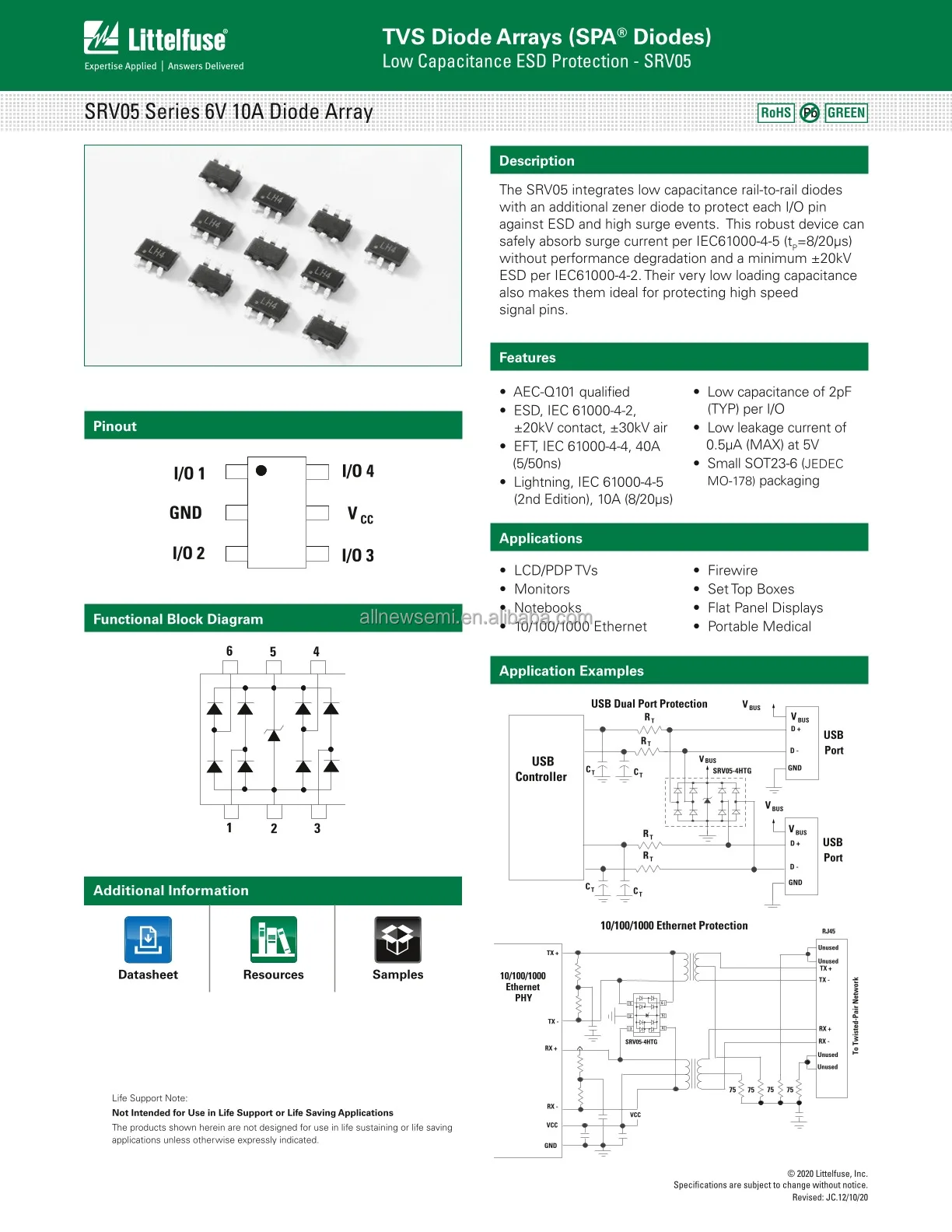 Hot sale Original SRV05-4HTG TVS DIODE 6VWM 15V Clamp 4 Channels10A (8/20us) Tvs Diode Surface Mount SOT-23-6 General Purpose