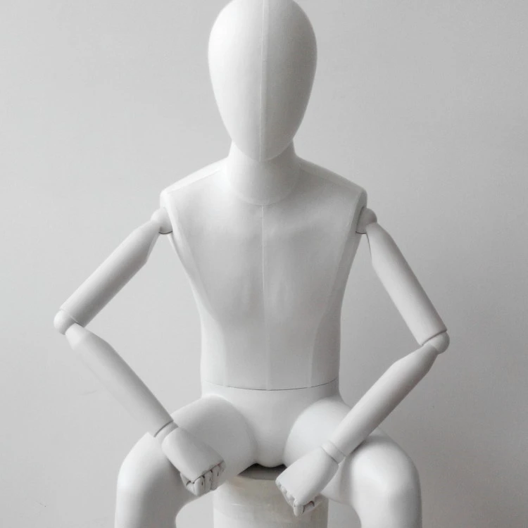 Fiberglass Full Body Sitting Child Mannequin With Wooden Arms Kid's