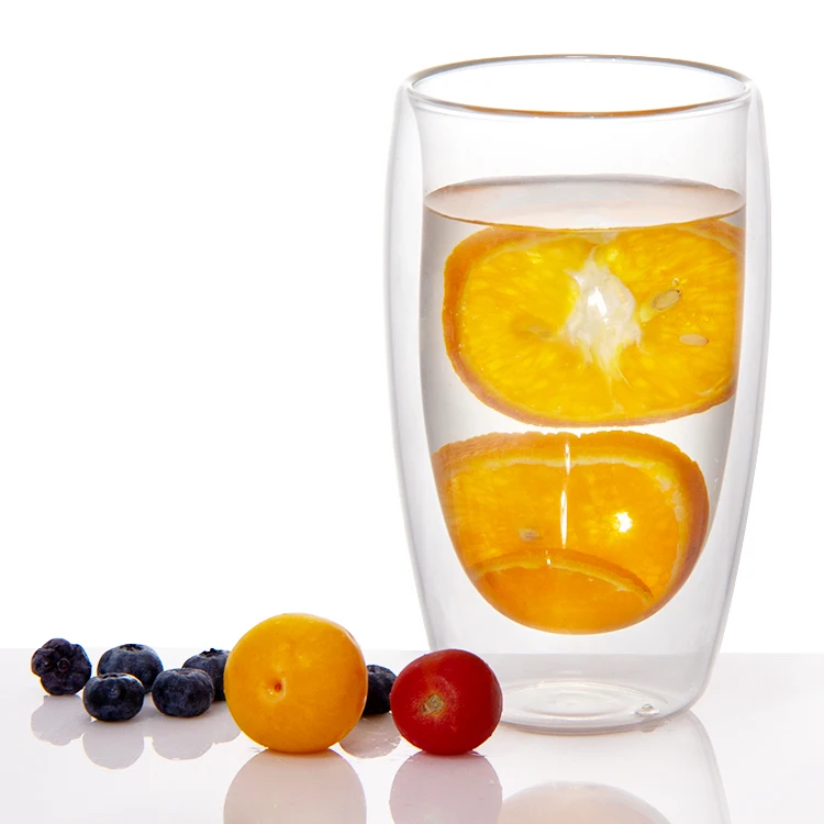 Clear Double Wall Glass Coffee Mug 12 Oz For Tea Latte, Oem