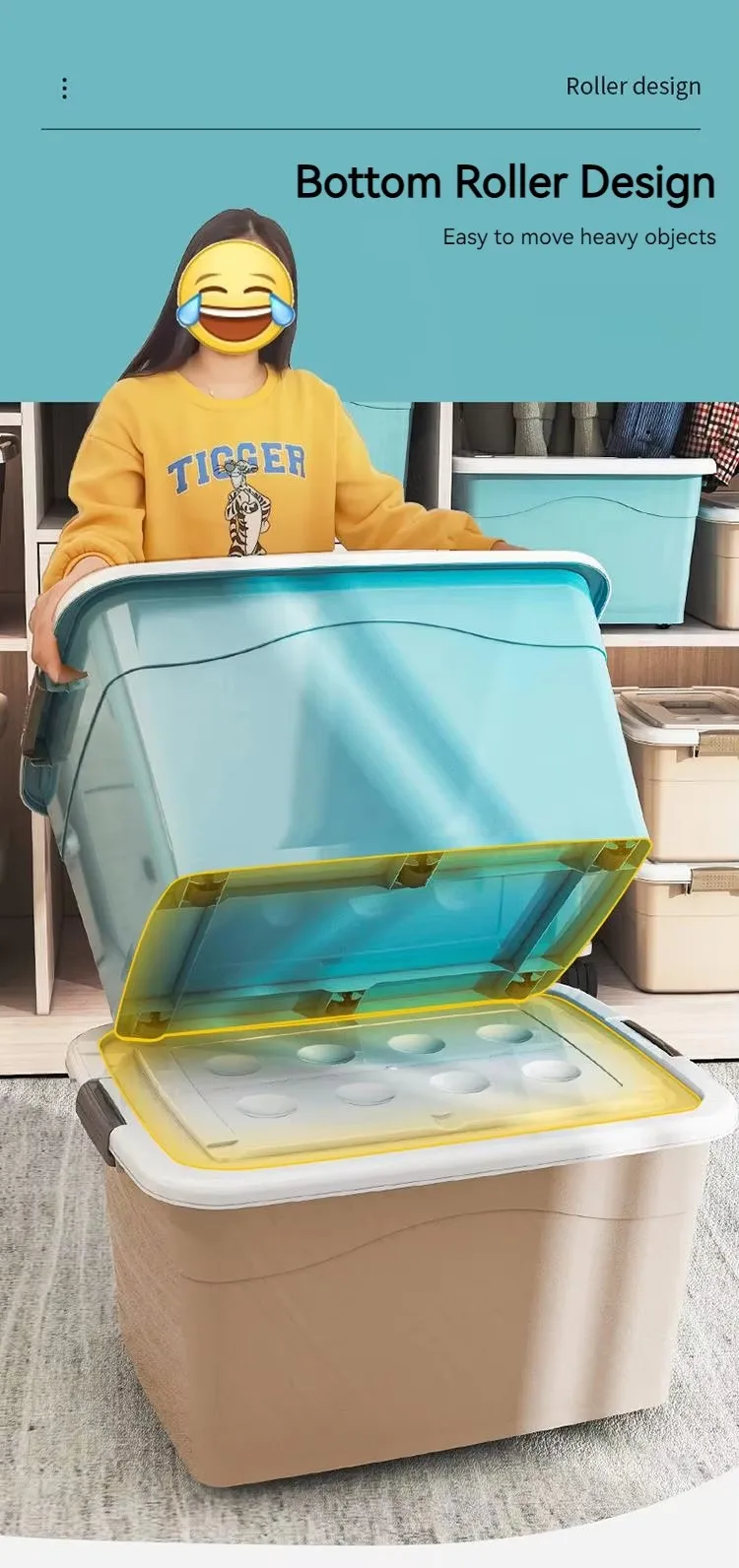 Large Capacity Durable Multiple-Function Storage Box & Bin for Clothing with Pulley for Warehouse Use manufacture