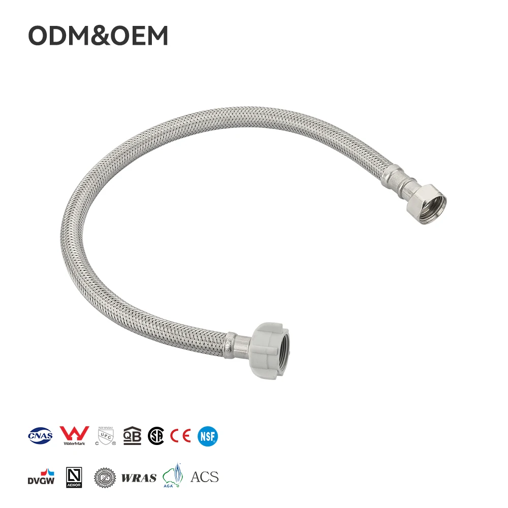 FANSKI in Stock F1/2 X M1/2 SUS 304 Braided Flexible Hose with Brass Male Nut Extension Plumbing Hose Faucet Supply Connector