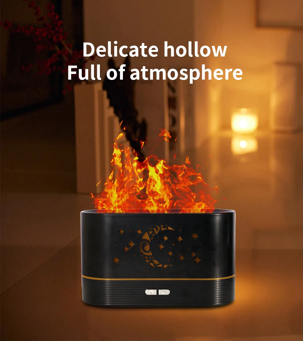 2025 Factory 200ml 3D Fire Light Effect Diffuser Fresh Style Flame ...