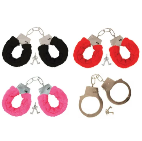 Handcuffs.Chrom metal handcuffs novelty toy has quick release new brand in box 