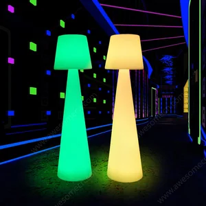 Modern RGB LED Floor Lamp Tall Square Wedding Tower with Medium Cylinder Outdoor Round Column Decoration Plastic Body