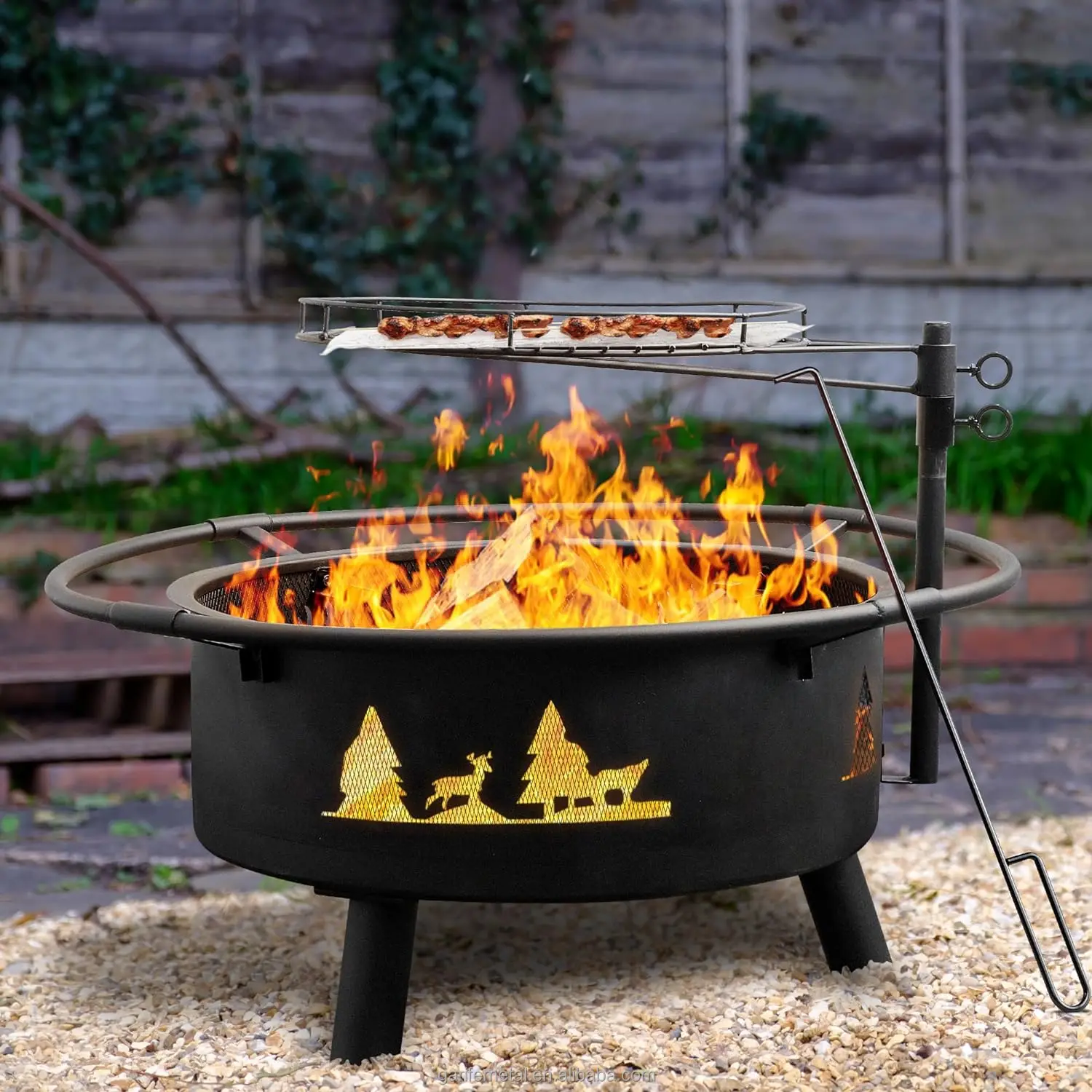 Portable Plug Fire Pit Outdoor Bonfire Collapsible Firepits Metal Iron ...