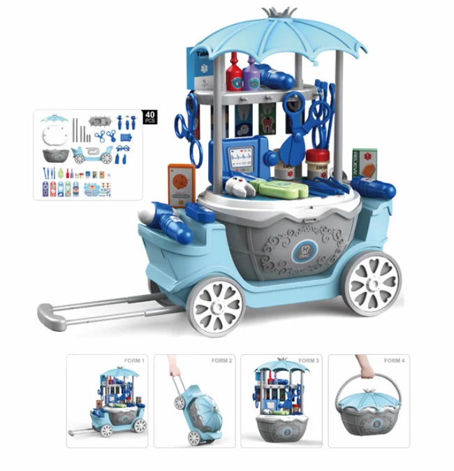 Новейшая корзина-чемодан 4 в 1 ролевая игра детская тележка стол-тележка кухонная игрушка для приготовления пищи