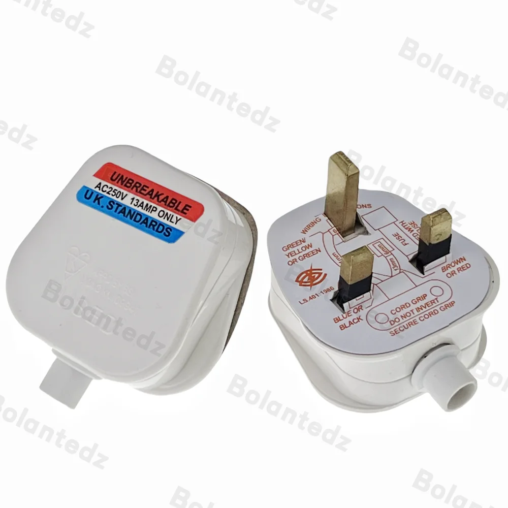 UK British Mains Plug 3 Pin 13A Fused Plugs Grounded 250V Adaptor POWER ...