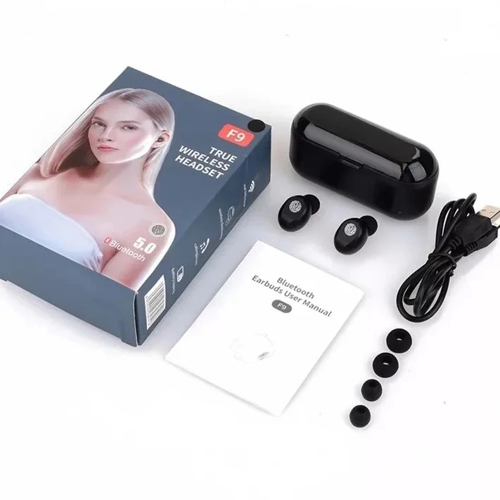 
 F9 наушники-вкладыши Tws беспроводные наушники гарнитура игровая Спортивная гарнитура 2000 мАч наушники-вкладыши для Bluetooth наушники  