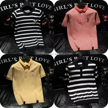 Men's Casual Polo Shirts Short Sleeve Fashion Golf Shirt Classic Striped Slim Fit T-Shirts