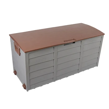 Outdoor Garden Plastic Storage Deck Box Chest Tools Cushions Toys Lockable Seat With Wheels