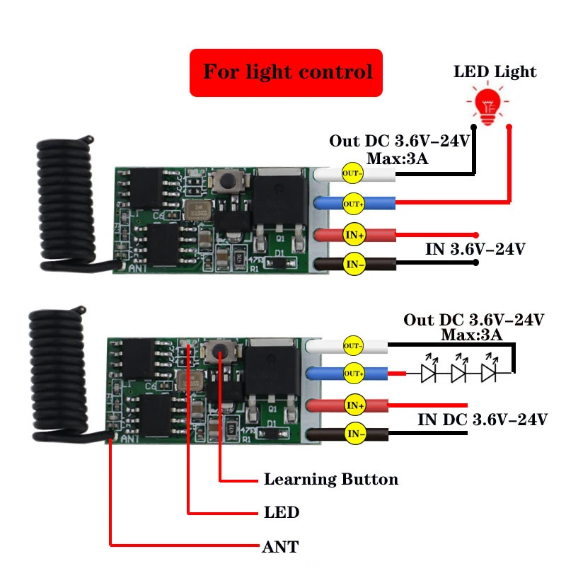 Micro Wireless Remote Control Switch Module 3000 Meters Remote Control 3.6V 6V 12V Battery Power Supply Electromagnetic On/off